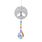 Metallic Hoop Moon Sun Catcher Hanging Crystal Pendant Chandelier Lamps Light Crystals Glass Pendants Light Rainbow Maker Wind Chime Hanging Drop Gift of Good Luck Garden Decor Hanging Ornament For Home Decoration