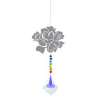 Metallic Hoop Moon Sun Catcher Hanging Crystal Pendant Chandelier Lamps Light Crystals Glass Pendants Light Rainbow Maker Wind Chime Hanging Drop Gift of Good Luck Garden Decor Hanging Ornament For Home Decoration