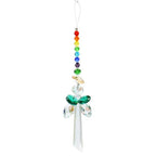Metallic Hoop Moon Sun Catcher Hanging Crystal Pendant Chandelier Lamps Light Crystals Glass Pendants Light Rainbow Maker Wind Chime Hanging Drop Gift of Good Luck Garden Decor Hanging Ornament For Home Decoration