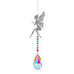Metallic Hoop Moon Sun Catcher Hanging Crystal Pendant Chandelier Lamps Light Crystals Glass Pendants Light Rainbow Maker Wind Chime Hanging Drop Gift of Good Luck Garden Decor Hanging Ornament For Home Decoration