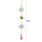 Metallic Hoop Moon Sun Catcher Hanging Crystal Pendant Chandelier Lamps Light Crystals Glass Pendants Light Rainbow Maker Wind Chime Hanging Drop Gift of Good Luck Garden Decor Hanging Ornament For Home Decoration