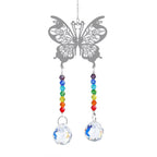 Metallic Hoop Moon Sun Catcher Hanging Crystal Pendant Chandelier Lamps Light Crystals Glass Pendants Light Rainbow Maker Wind Chime Hanging Drop Gift of Good Luck Garden Decor Hanging Ornament For Home Decoration