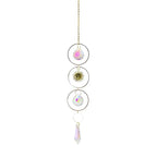 Metallic Hoop Moon Sun Catcher Hanging Crystal Pendant Chandelier Lamps Light Crystals Glass Pendants Light Rainbow Maker Wind Chime Hanging Drop Gift of Good Luck Garden Decor Hanging Ornament For Home Decoration