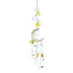 Metallic Hoop Moon Sun Catcher Hanging Crystal Pendant Chandelier Lamps Light Crystals Glass Pendants Light Rainbow Maker Wind Chime Hanging Drop Gift of Good Luck Garden Decor Hanging Ornament For Home Decoration