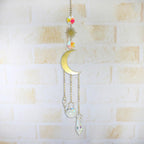 Metallic Hoop Moon Sun Wind Chimes K9 Crystal Prisms Hanging Sun-catcher Rainbow Chaser Window Curtains Pendant Home Decor Gifts For Wall Hanging Decor Room Home Photography Prop Stevvex