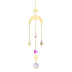 Metallic Hoop Moon Sun Wind Chimes K9 Crystal Prisms Hanging Sun-catcher Rainbow Chaser Window Curtains Pendant Home Decor Gifts For Wall Hanging Decor Room Home Photography Prop Stevvex