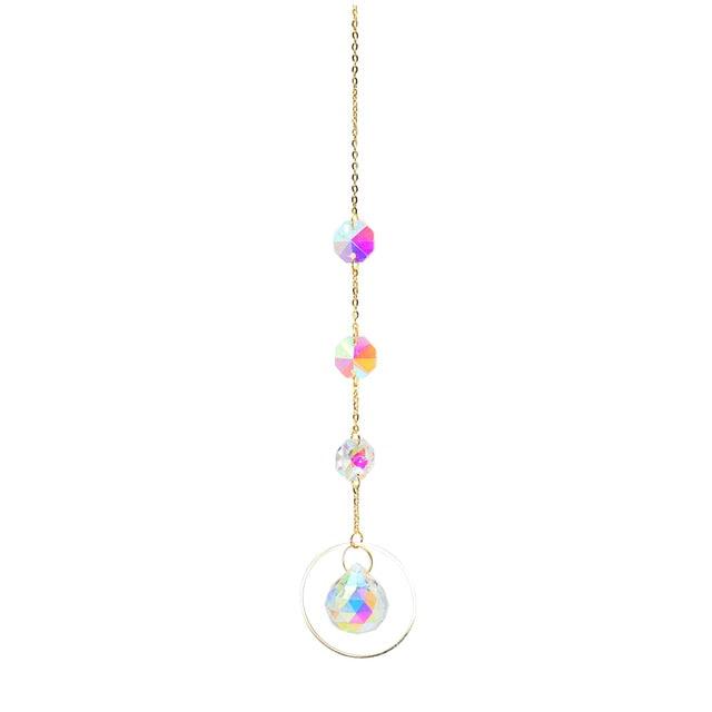 Metallic Hoop Moon Sun Wind Chimes K9 Crystal Prisms Hanging Sun-catcher Rainbow Chaser Window Curtains Pendant Home Decor Gifts For Wall Hanging Decor Room Home Photography Prop Stevvex