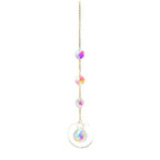 Metallic Hoop Moon Sun Wind Chimes K9 Crystal Prisms Hanging Sun-catcher Rainbow Chaser Window Curtains Pendant Home Decor Gifts For Wall Hanging Decor Room Home Photography Prop Stevvex