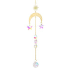 Metallic Hoop Moon Sun Wind Chimes K9 Crystal Prisms Hanging Sun-catcher Rainbow Chaser Window Curtains Pendant Home Decor Gifts For Wall Hanging Decor Room Home Photography Prop Stevvex