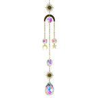 Metallic Hoop Moon Sun Wind Chimes K9 Crystal Prisms Hanging Sun-catcher Rainbow Chaser Window Curtains Pendant Home Decor Gifts For Wall Hanging Decor Room Home Photography Prop Stevvex