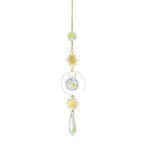 Metallic Hoop Moon Sun Wind Chimes K9 Crystal Prisms Hanging Sun-catcher Rainbow Chaser Window Curtains Pendant Home Decor Gifts For Wall Hanging Decor Room Home Photography Prop Stevvex