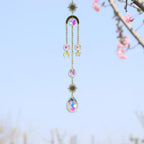 Metallic Hoop Moon Sun Wind Chimes K9 Crystal Prisms Hanging Sun-catcher Rainbow Chaser Window Curtains Pendant Home Decor Gifts For Wall Hanging Decor Room Home Photography Prop Stevvex