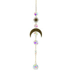 Metallic Hoop Moon Sun Wind Chimes K9 Crystal Prisms Hanging Sun-catcher Rainbow Chaser Window Curtains Pendant Home Decor Gifts For Wall Hanging Decor Room Home Photography Prop Stevvex