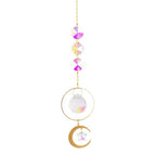 Metallic Hoop Moon Sun Wind Chimes K9 Crystal Prisms Hanging Sun-catcher Rainbow Chaser Window Curtains Pendant Home Decor Gifts For Wall Hanging Decor Room Home Photography Prop Stevvex