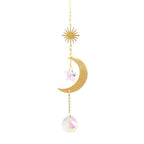 Metallic Hoop Moon Sun Wind Chimes K9 Crystal Prisms Hanging Sun-catcher Rainbow Chaser Window Curtains Pendant Home Decor Gifts For Wall Hanging Decor Room Home Photography Prop Stevvex