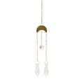 Metallic Hoop Moon Sun Wind Chimes K9 Crystal Prisms Hanging Sun-catcher Rainbow Chaser Window Curtains Pendant Home Decor Gifts For Wall Hanging Decor Room Home Photography Prop Stevvex