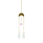 Metallic Hoop Moon Sun Wind Chimes K9 Crystal Prisms Hanging Sun-catcher Rainbow Chaser Window Curtains Pendant Home Decor Gifts For Wall Hanging Decor Room Home Photography Prop Stevvex