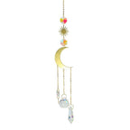 Metallic Hoop Moon Sun Wind Chimes K9 Crystal Prisms Hanging Sun-catcher Rainbow Chaser Window Curtains Pendant Home Decor Gifts For Wall Hanging Decor Room Home Photography Prop Stevvex
