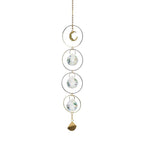 Metallic Hoop Moon Sun Wind Chimes K9 Crystal Prisms Hanging Sun-catcher Rainbow Chaser Window Curtains Pendant Home Decor Gifts For Wall Hanging Decor Room Home Photography Prop Stevvex