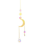 Metallic Hoop Moon Sun Wind Chimes K9 Crystal Prisms Hanging Sun-catcher Rainbow Chaser Window Curtains Pendant Home Decor Gifts For Wall Hanging Decor Room Home Photography Prop Stevvex