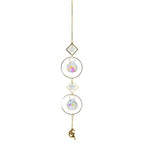 Metallic Hoop Moon Sun Wind Chimes K9 Crystal Prisms Hanging Sun-catcher Rainbow Chaser Window Curtains Pendant Home Decor Gifts For Wall Hanging Decor Room Home Photography Prop Stevvex