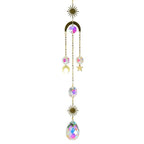Metallic Hoop Moon Sun Wind Chimes K9 Crystal Prisms Hanging Sun-catcher Rainbow Chaser Window Curtains Pendant Home Decor Gifts For Wall Hanging Decor Room Home Photography Prop Stevvex