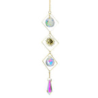 Metallic Hoop Moon Sun Wind Chimes K9 Crystal Prisms Hanging Sun-catcher Rainbow Chaser Window Curtains Pendant Home Decor Gifts For Wall Hanging Decor Room Home Photography Prop Stevvex