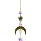 Metallic Hoop Moon Sun Wind Chimes K9 Crystal Prisms Hanging Sun-catcher Rainbow Chaser Window Curtains Pendant Home Decor Gifts For Wall Hanging Decor Room Home Photography Prop Stevvex