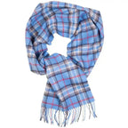 Alpaca wool blue checkered scarf