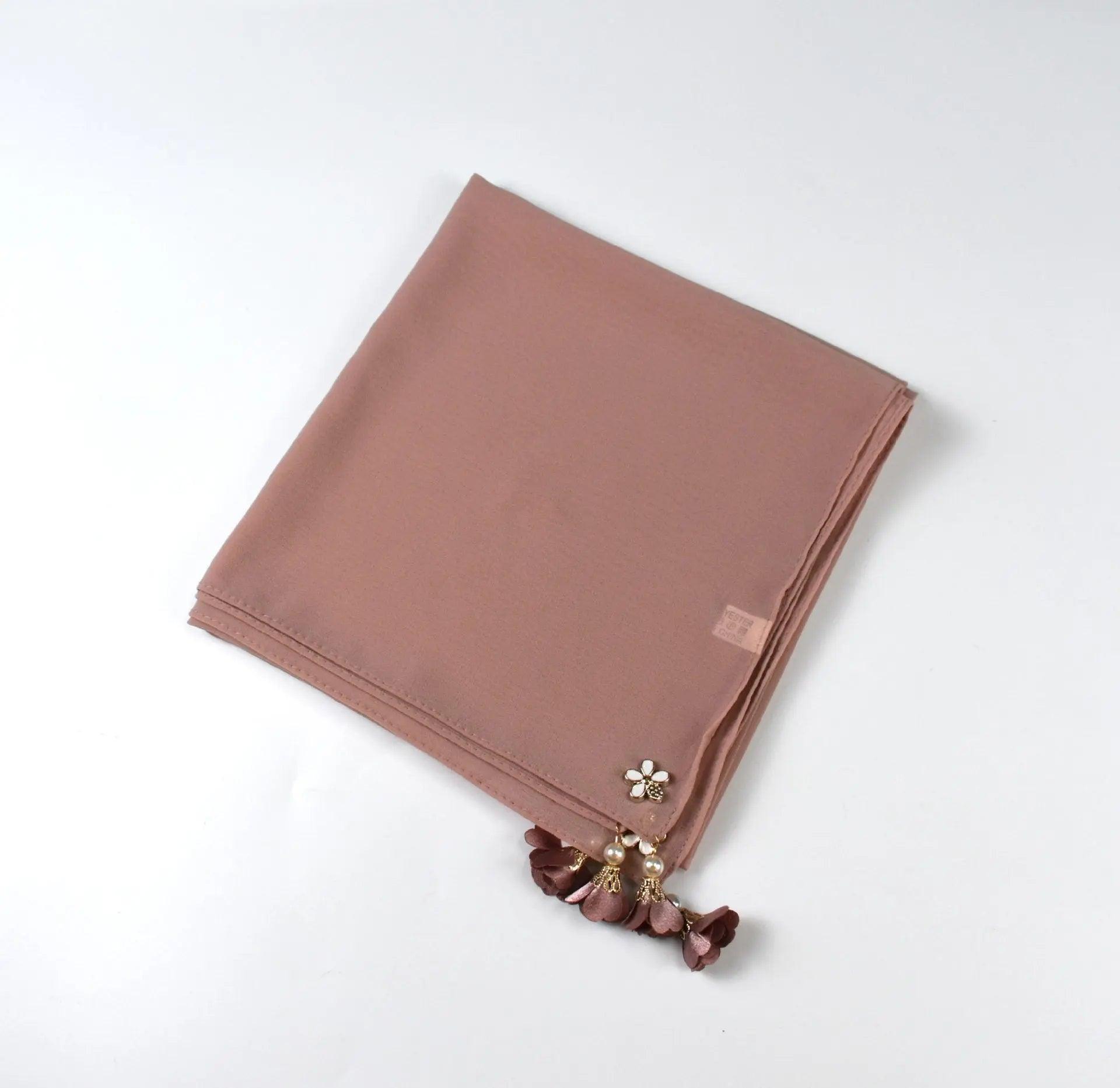 Pearl chiffon square hijab scarf (MH030) - SJB-DIAMOND ELITES