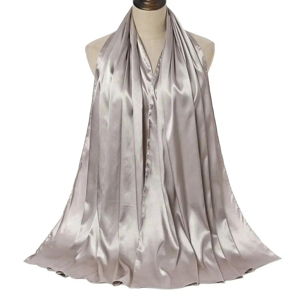 Solid Color Pearl Satin Scarf Fashion Soft Hijab (MH034) - SJB-DIAMOND ELITES