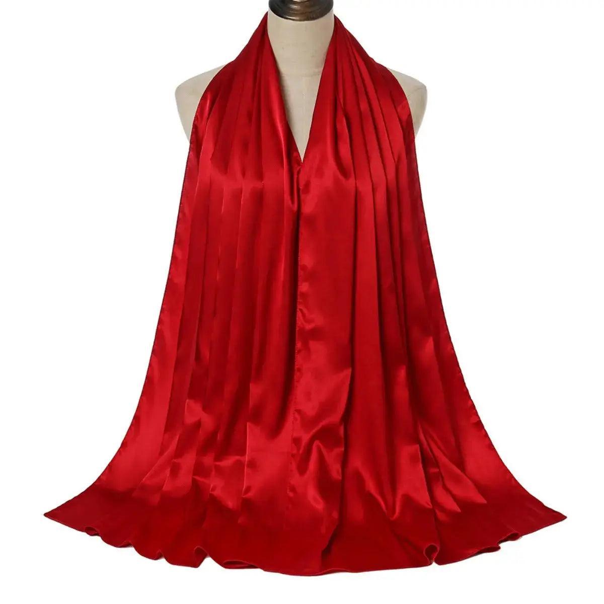 Solid Color Pearl Satin Scarf Fashion Soft Hijab (MH034) - SJB-DIAMOND ELITES