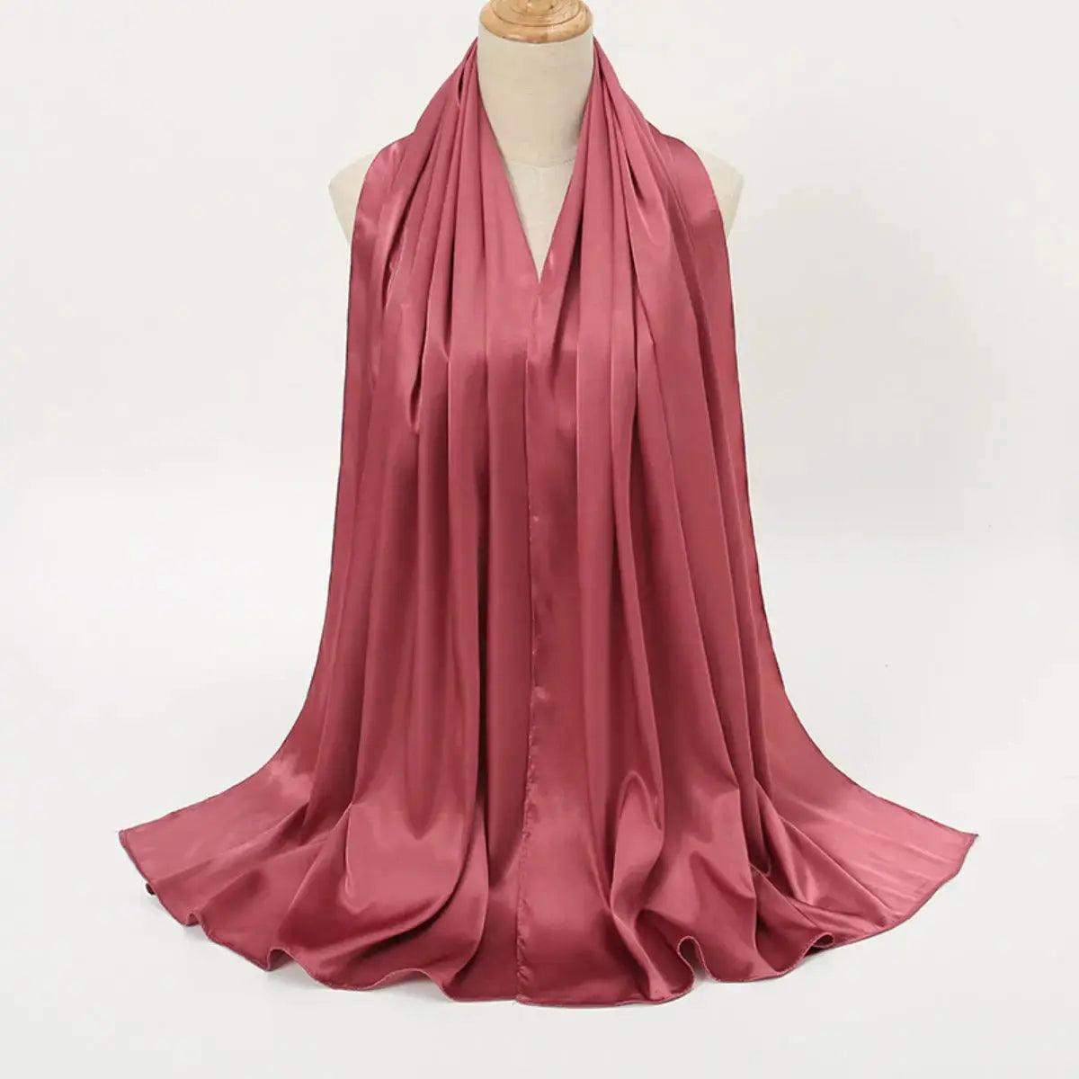 Solid Color Pearl Satin Scarf Fashion Soft Hijab (MH034) - SJB-DIAMOND ELITES
