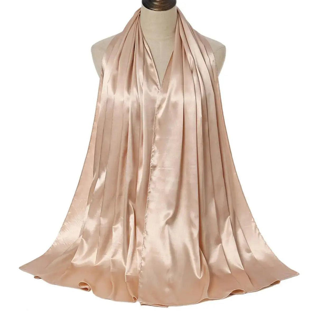 Solid Color Pearl Satin Scarf Fashion Soft Hijab (MH034) - SJB-DIAMOND ELITES