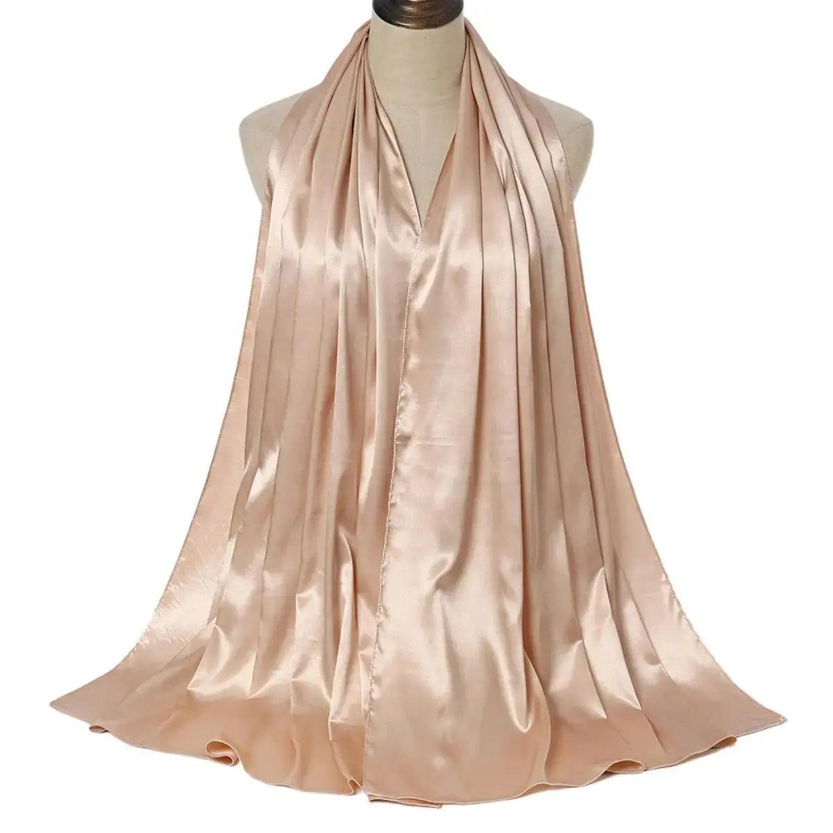 Solid Color Pearl Satin Scarf Fashion Soft Hijab (MH034) - SJB-DIAMOND ELITES