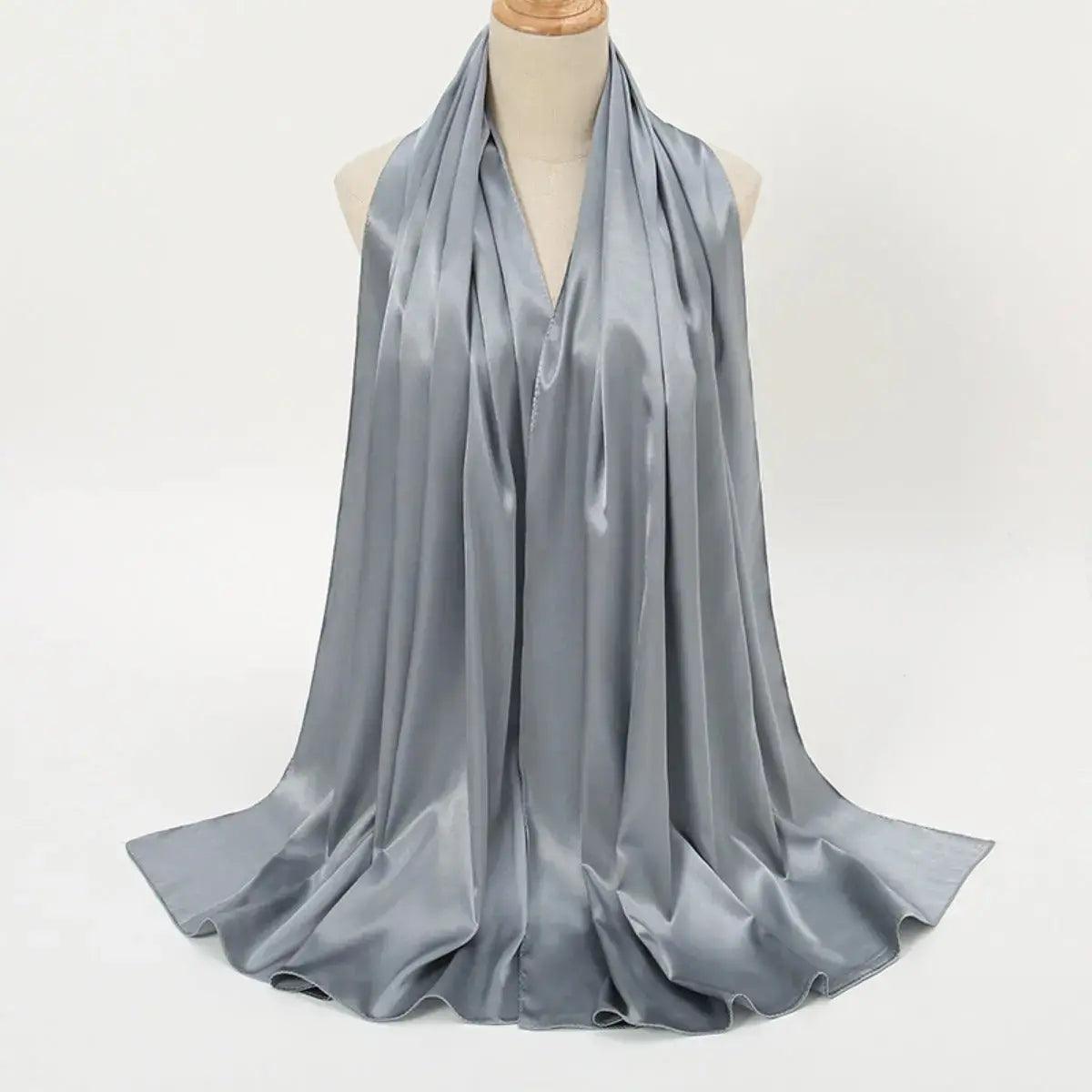 Solid Color Pearl Satin Scarf Fashion Soft Hijab (MH034) - SJB-DIAMOND ELITES