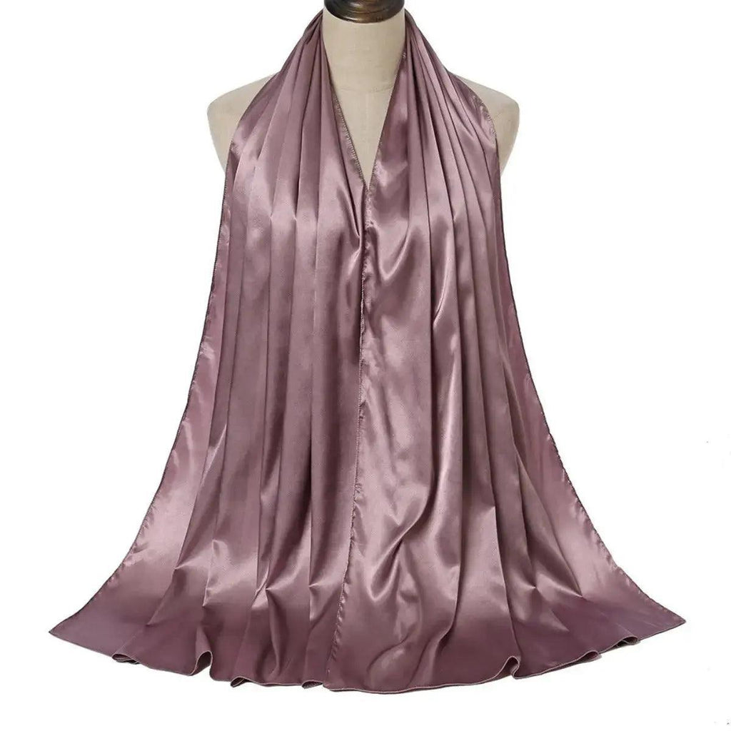 Solid Color Pearl Satin Scarf Fashion Soft Hijab (MH034) - SJB-DIAMOND ELITES