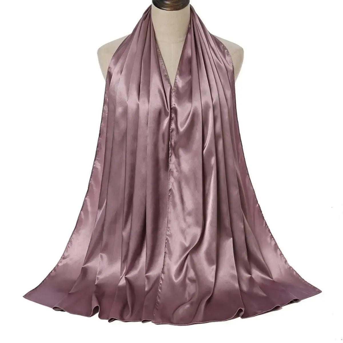 Solid Color Pearl Satin Scarf Fashion Soft Hijab (MH034) - SJB-DIAMOND ELITES