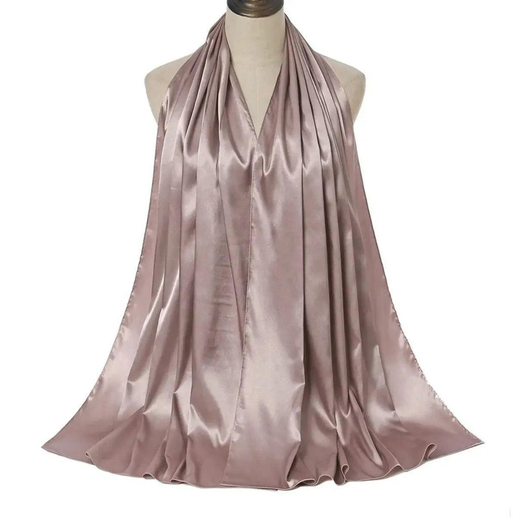 Solid Color Pearl Satin Scarf Fashion Soft Hijab (MH034) - SJB-DIAMOND ELITES