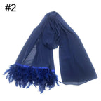 Chiffon Scarves Feather Scarf Hijab (MH039) - SJB-DIAMOND ELITES