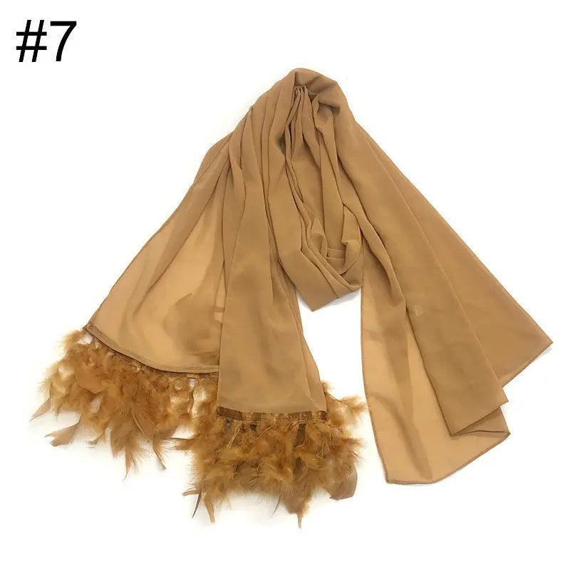 Chiffon Scarves Feather Scarf Hijab (MH039) - SJB-DIAMOND ELITES