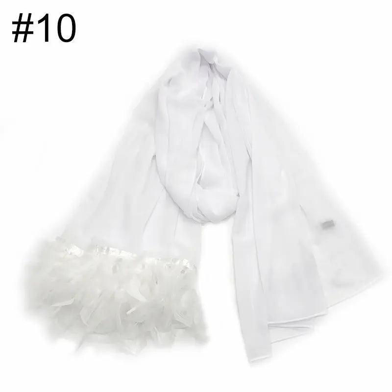 Chiffon Scarves Feather Scarf Hijab (MH039) - SJB-DIAMOND ELITES