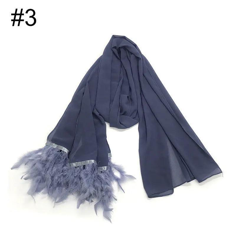 Chiffon Scarves Feather Scarf Hijab (MH039) - SJB-DIAMOND ELITES