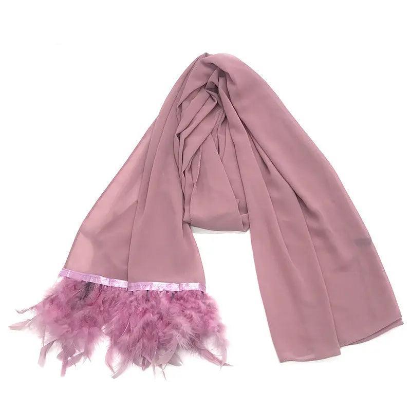 Chiffon Scarves Feather Scarf Hijab (MH039) - SJB-DIAMOND ELITES