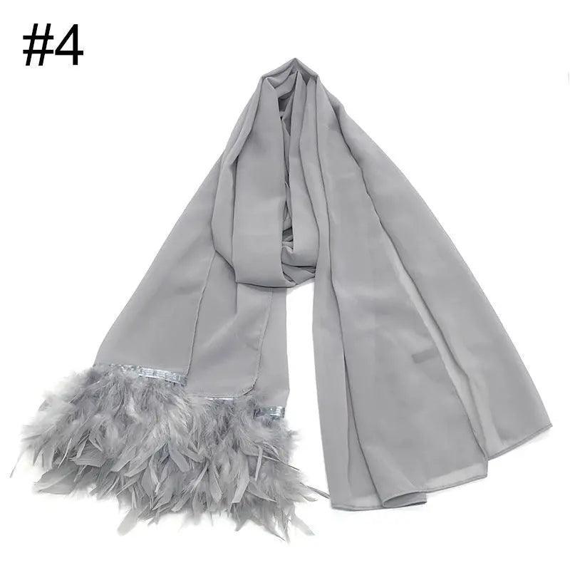 Chiffon Scarves Feather Scarf Hijab (MH039) - SJB-DIAMOND ELITES