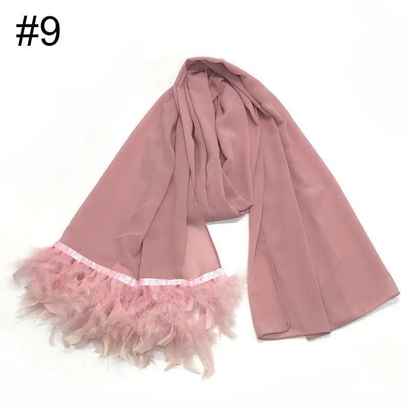 Chiffon Scarves Feather Scarf Hijab (MH039) - SJB-DIAMOND ELITES