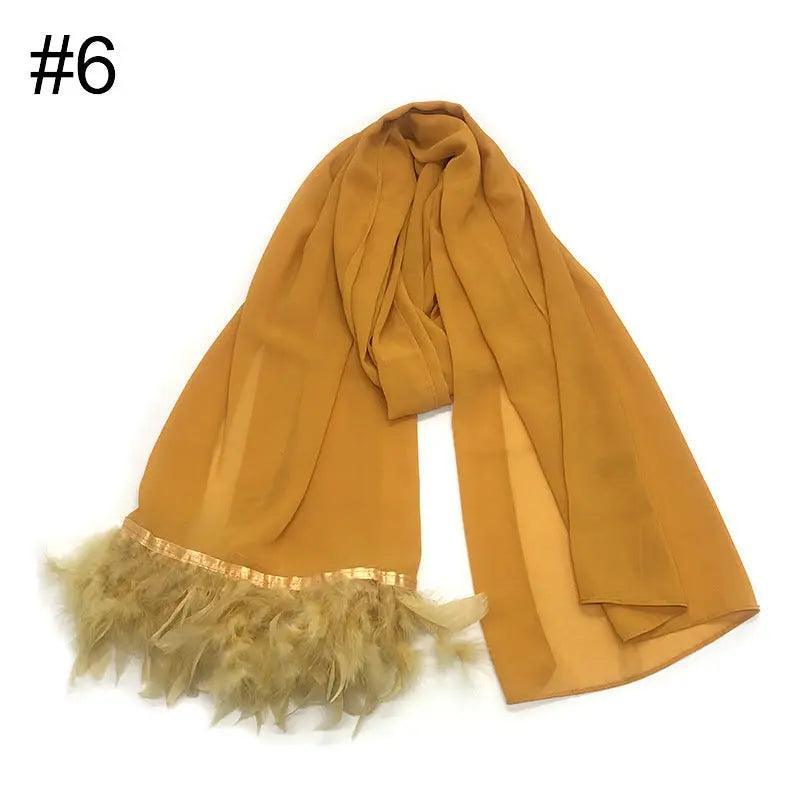 Chiffon Scarves Feather Scarf Hijab (MH039) - SJB-DIAMOND ELITES