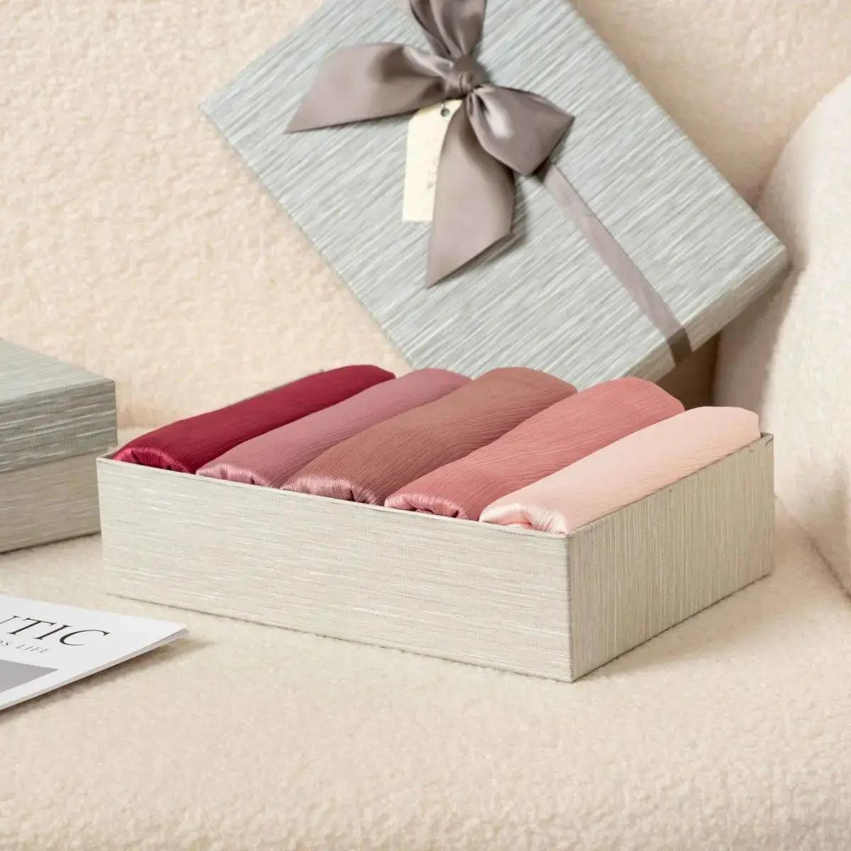 Crepe Satin Hijab Gift Set Box (MH046) - SJB-DIAMOND ELITES