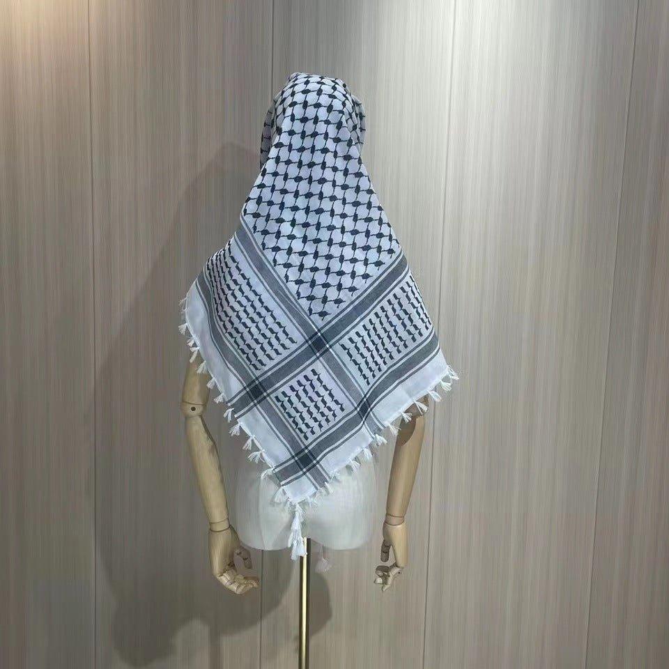 MH052 Four-Sided Fringed  Keffiyeh Square Hijab - SJB-DIAMOND ELITES
