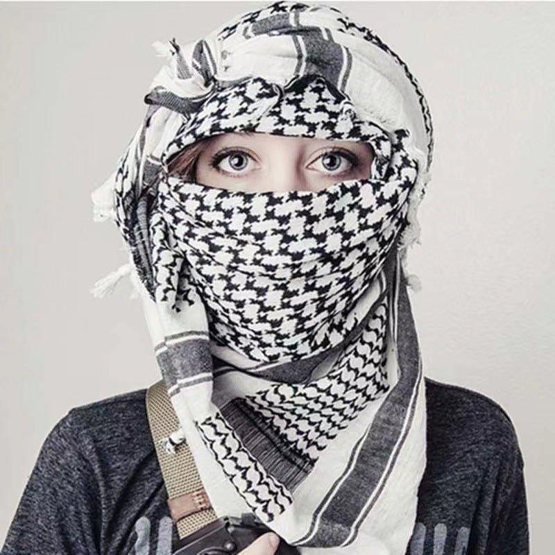 MH052 Four-Sided Fringed  Keffiyeh Square Hijab - SJB-DIAMOND ELITES